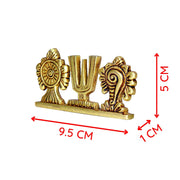 Aalayam Selveer Thenkalai Shankh Chakra Namah Stand | Thenkalai Shankh Chakra Nama Stand | Thenkalai Thiruman Sangu Chakram Stand 5cm Height Brass Gold Colour 1 Piece