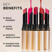 INSIGHT Professional Hydra Luxe Lipstick - Nyc | Satin Finish|Long lasting| Smooth| Hyaluronic Acid| Enriched with Rosehip Oil|Creamy Lipstick|Infused with Hyaluronic Acid - 2.5g (Pack of 2)