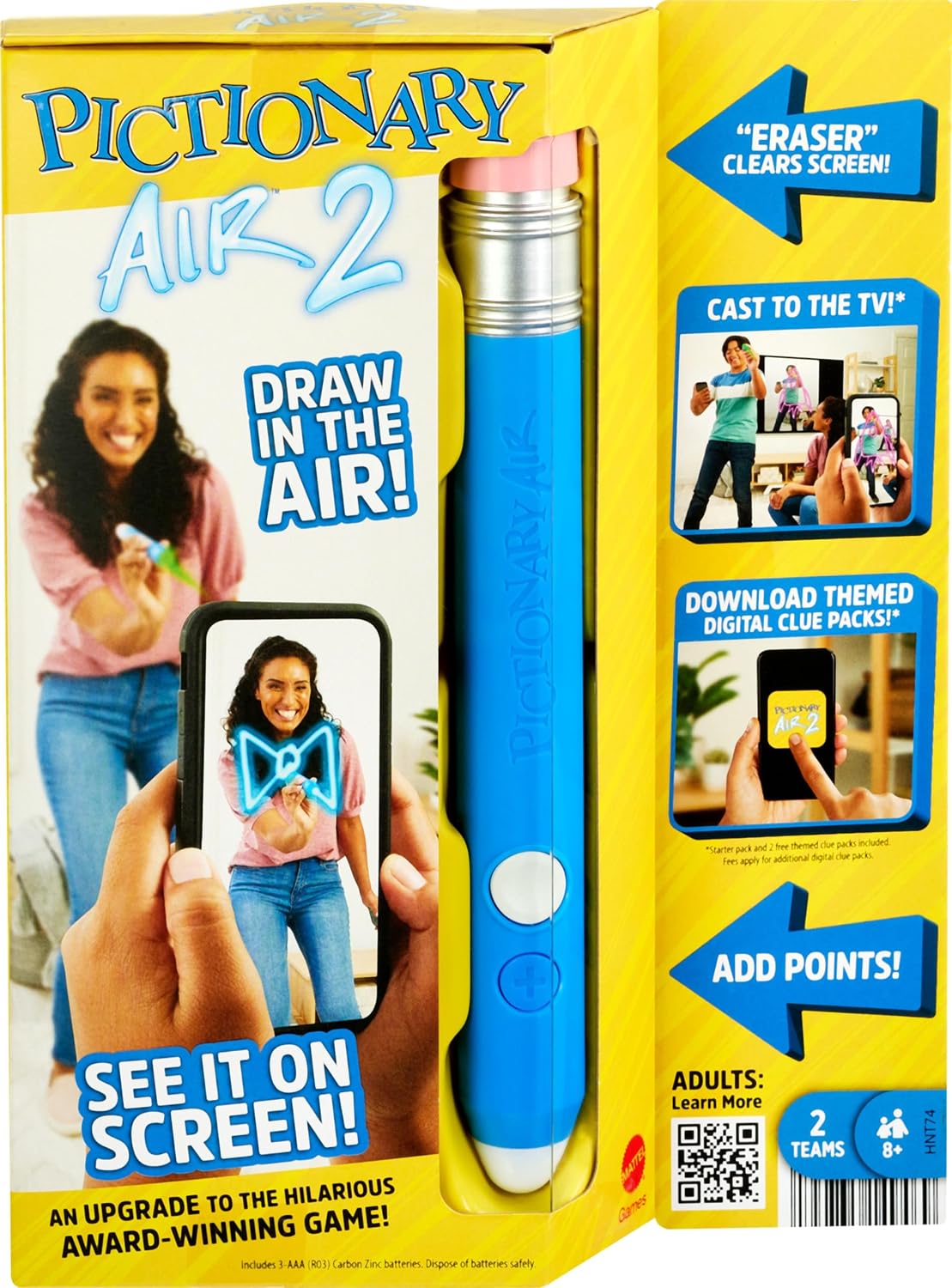 Mattel Games Pictionary Air 2 Game for Kids, Adults, Family and Game Night, Award-Winning Air-Drawing Family Game, Draw in The Air and See it On Screen