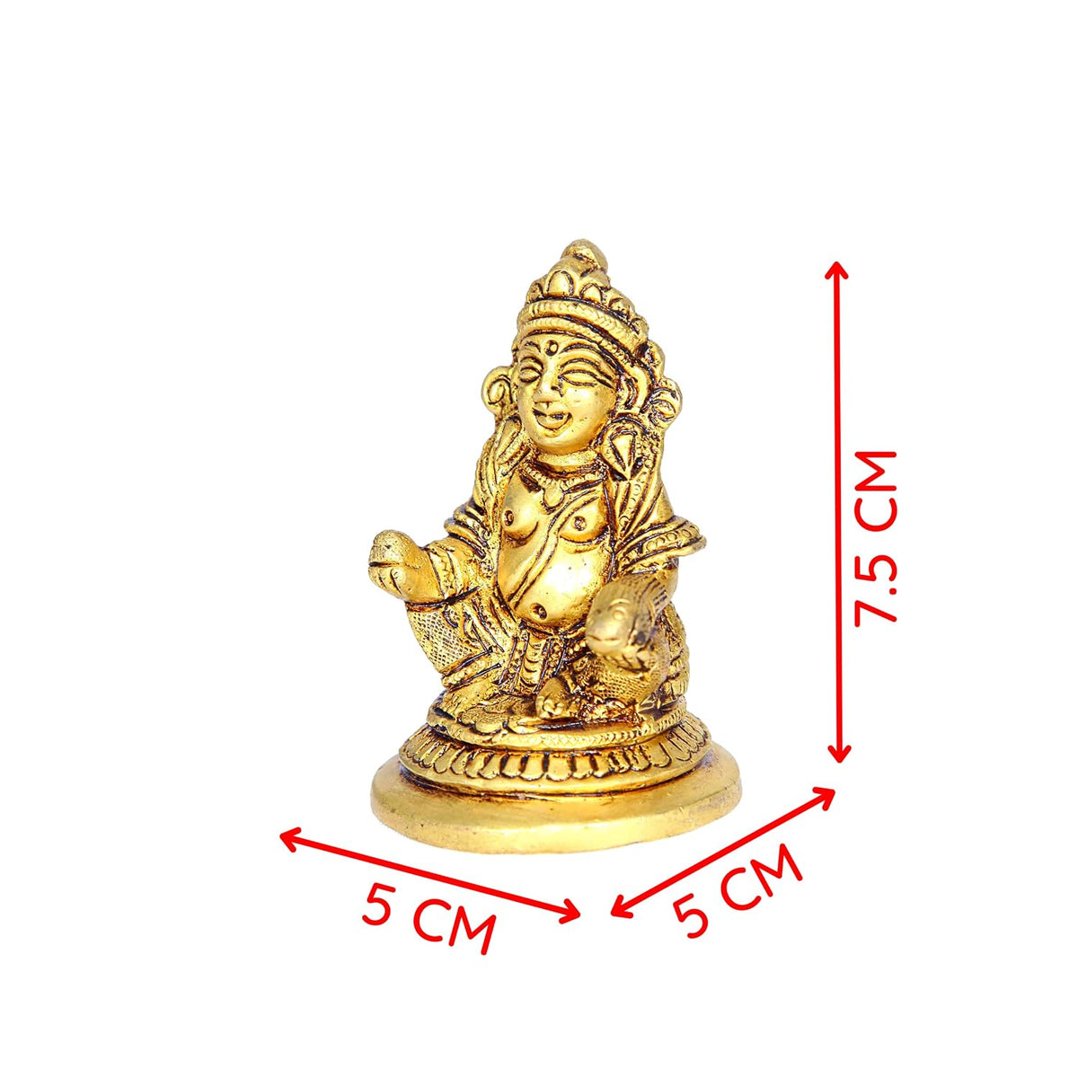 Aalayam Selveer Kubera Statue | Small Kuber Idol in Brass | Gold Colour Murti Height 9.5cm - 1 Piece