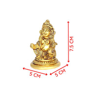Aalayam Selveer Kubera Statue | Small Kuber Idol in Brass | Gold Colour Murti Height 9.5cm - 1 Piece