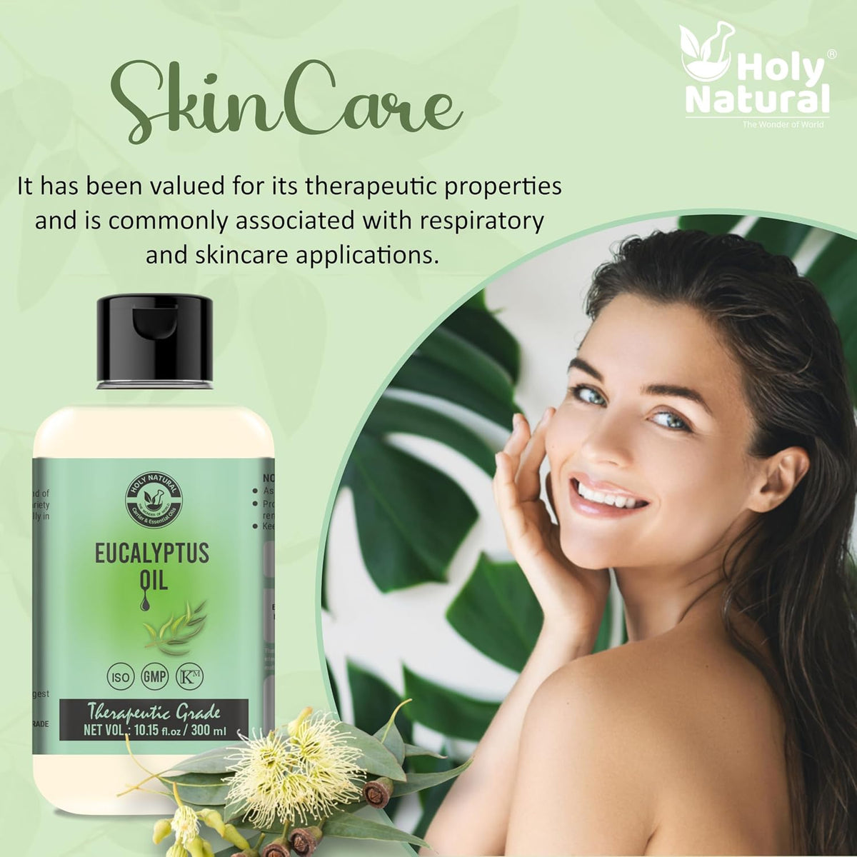 Holy Natural Eucalyptus Essential Oil 300Ml|Nilgiri Oil|For Steam Inhalation,Aromatherapy,Relaxation,Skin Therapy