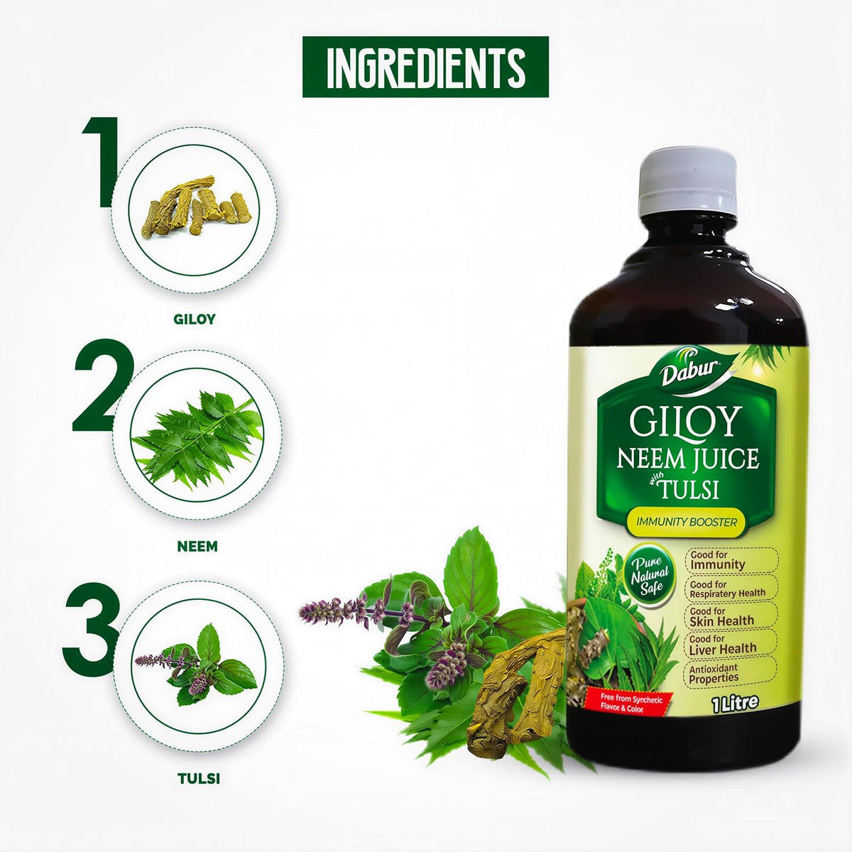 Dabur Giloy Neem Tulsi Juice and Honey, Immunity Booster Combo