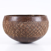 urban platter Checkered Coconut Bowl, 1 Unit (Light Weight | Jumbo Size | Eco-Friendly)
