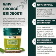 BrijBooti Fennel Seeds - Saunf Moti 200 Gr | Natural Saunf No Artificial Colours and Preservatives | FSSAI, GMP, ISO Certified
