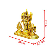Aalayam Selveer Brass Shankh Chakra Stand with Perumal Idol Small | Small Sangu Chakram Stand with Tirupati Balaji Idol Brass 9cm Height Gold Colour 1 Piece