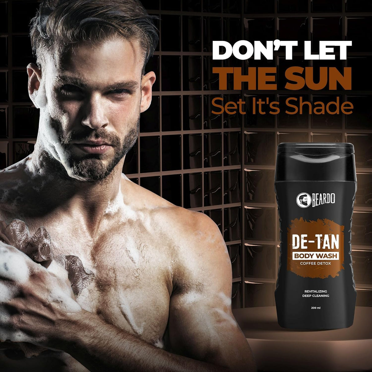 Beardo De-Tan Body Wash for Men, 200ml (Pack of 2) | Tan Removal| Caffeine Body Wash | With Coffee & Aloe Extracts | For Body & Face | Refreshing Fragrance