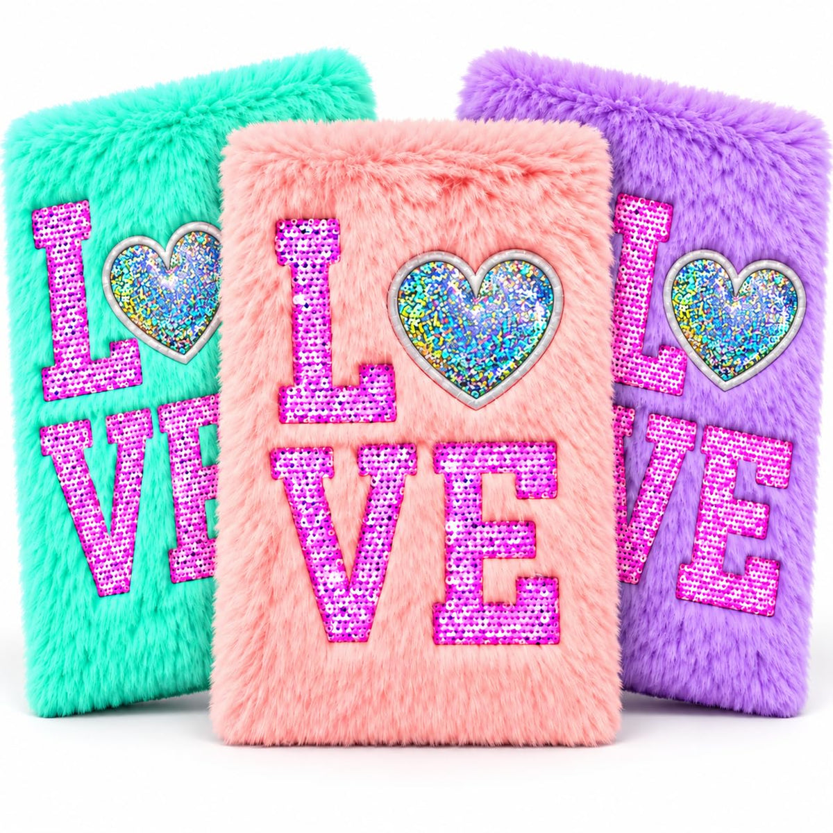 Toy Imagine Plush Notebook Diary Journal for Writing, Drawing & Notes Soft Fur Cover A5 Diary with Sequin Cute Aesthetic Love Design Personal Journal Gift for Girls & Women (Assorted)