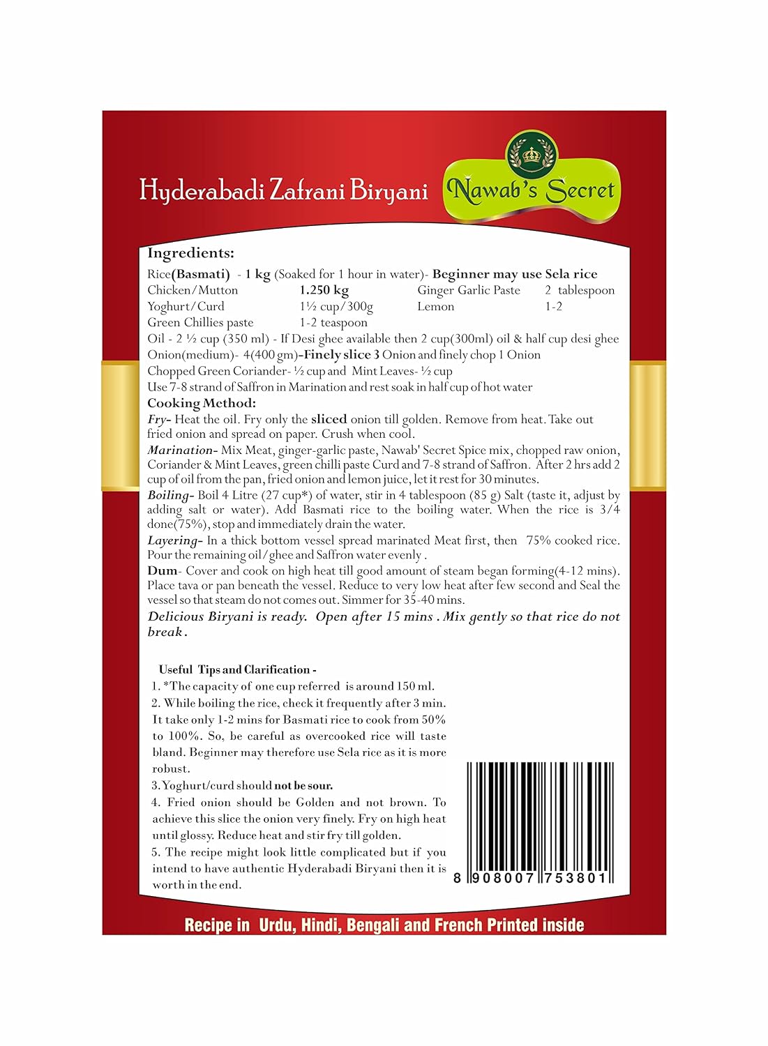 Nawab's Secret Hyderabadi Zafrani Biryani Masala(Pack of 2) With Kashmiri Saffron