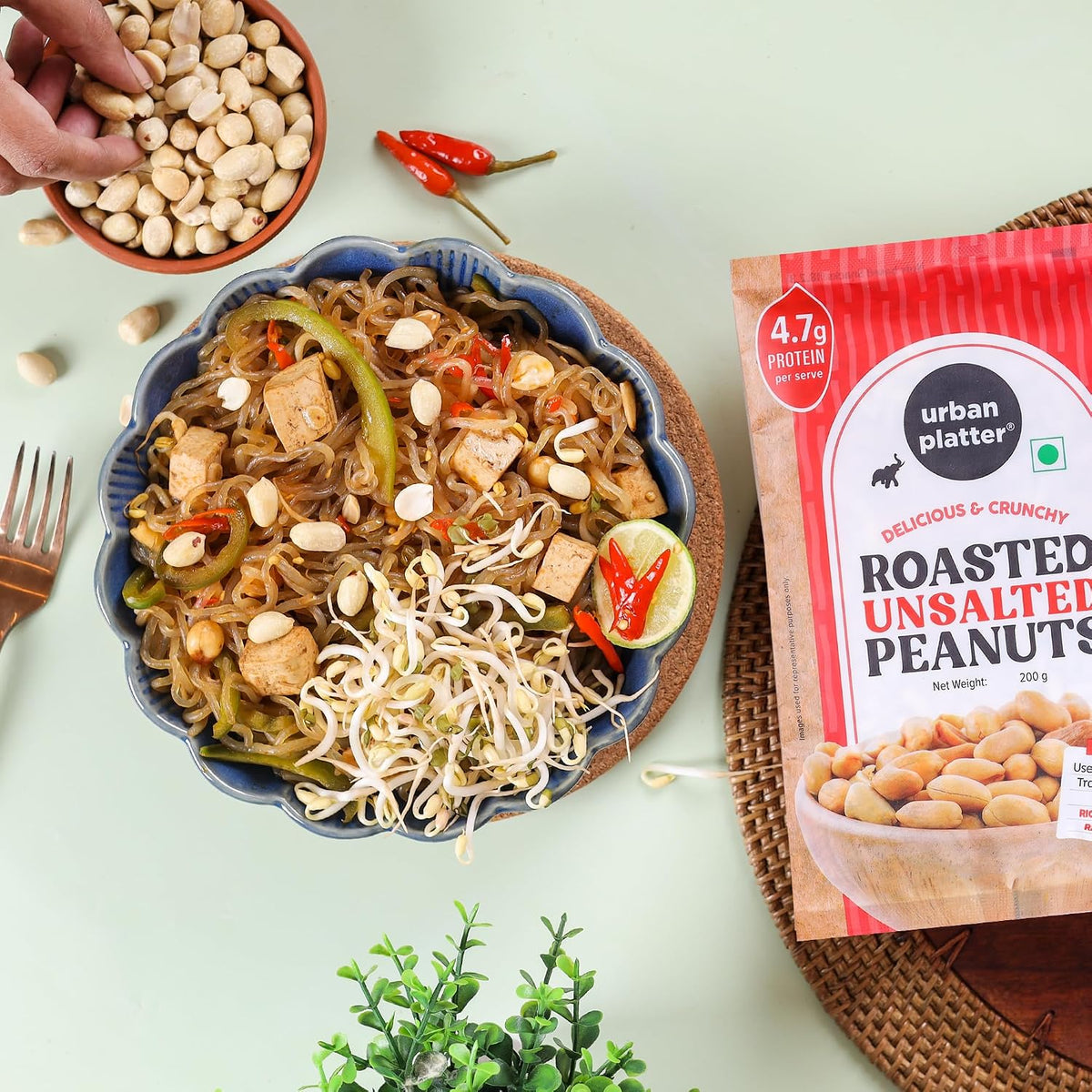 Urban Platter Roasted Unsalted Peanuts, 200g (Skin Removed | Vacuum Packed | Product of Bharuch | Oil-Free)