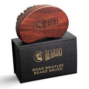 Beardo 100% Boar Bristle Beard Brush | Wooden Beard Grooming Brush for Men | Detangles & Styles Frizzy Beard | Travel-Friendly Ergonomic Design
