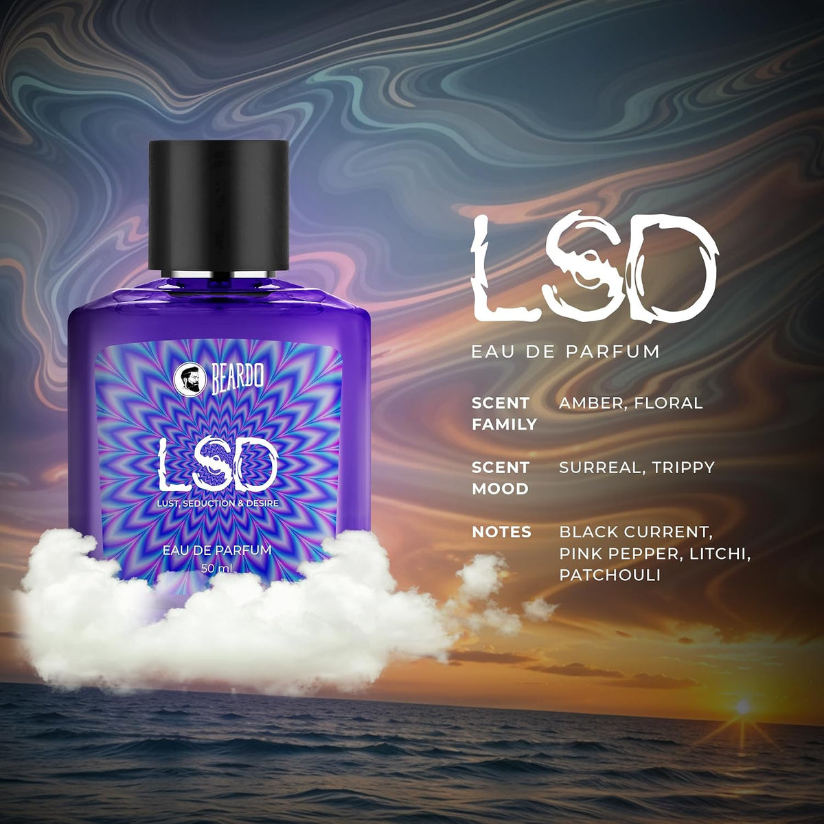 Beardo Whiskey Smoke Bourbon & LSD Perfume For Men (50Ml X Pack Of 2) | Concentrated Sprays - Long Lasting Fragrance | Long Lasting Perfume for Men | Date Night Perfume For Men | Gift for Men | Gift For Friends