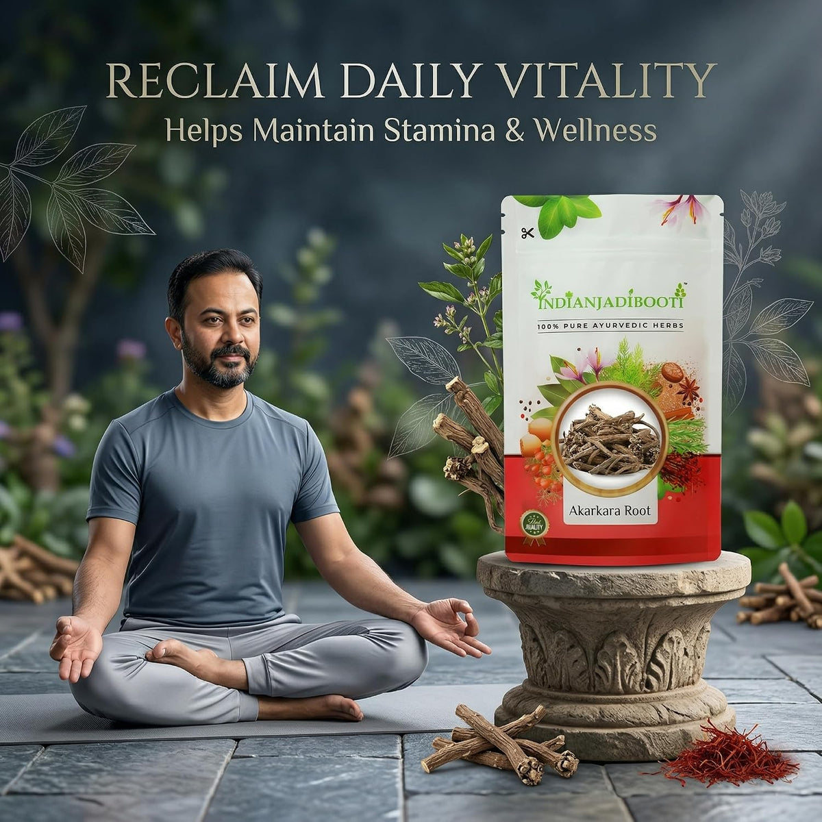 IndianJadiBooti Akarkara Roots - Whole Anacyclus Pyrethrum (Pellitory Root) - Raw Akarkara Sabut - Natural Herb for Chewing (Toothache Relief), Oral Care & Vitality - Dried & Cleaned - 250g