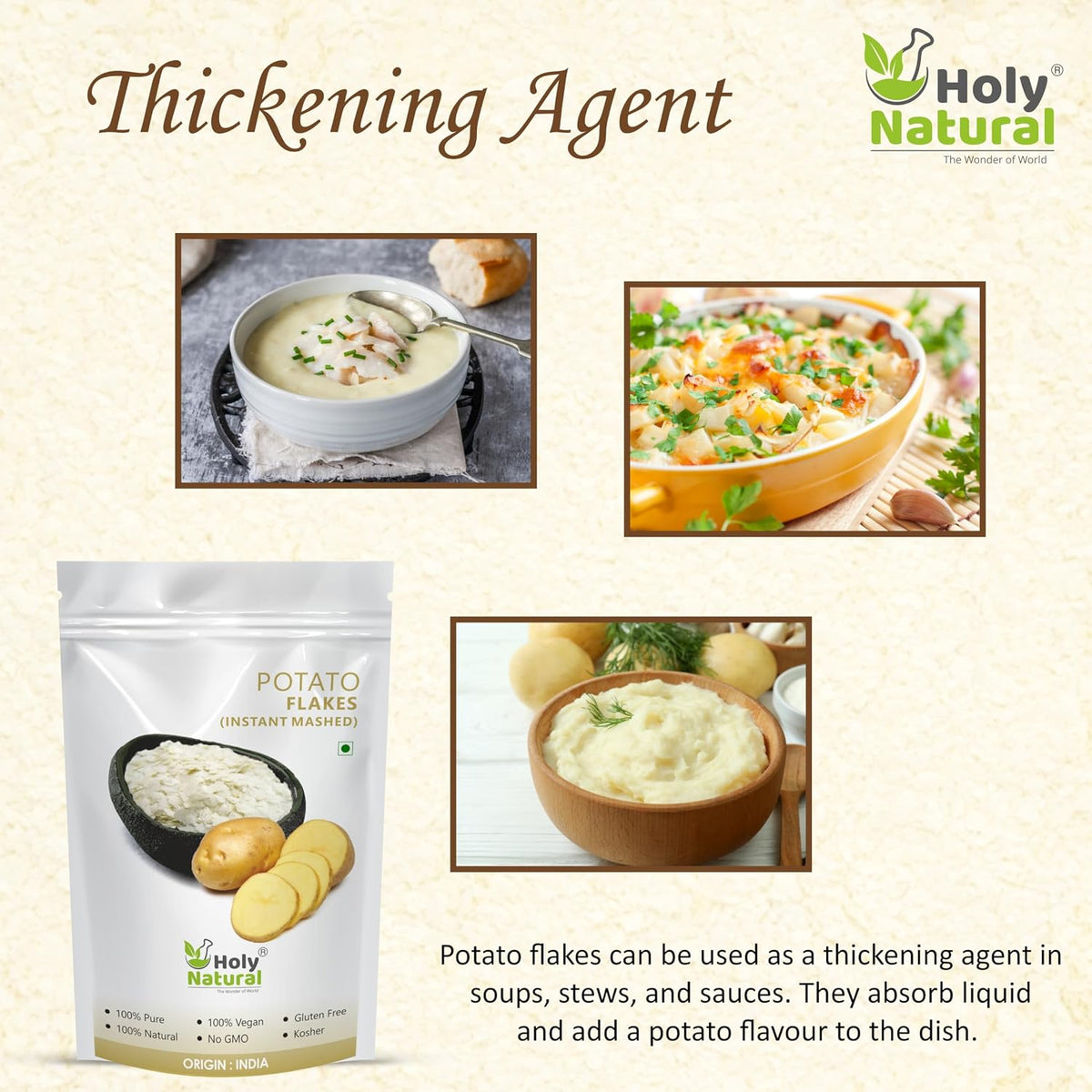 Holy Natural Potato Flakes (Dehydrated) - 100 GM