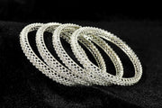 NMII Stylish Designer Metal Bangles Set For Women & Girls with Zircon Stone | Diamond Bangles | Traditional Bangles For Wedding, Party, Shadi, Function | Women's Fashion Jewellery- Set of 4
