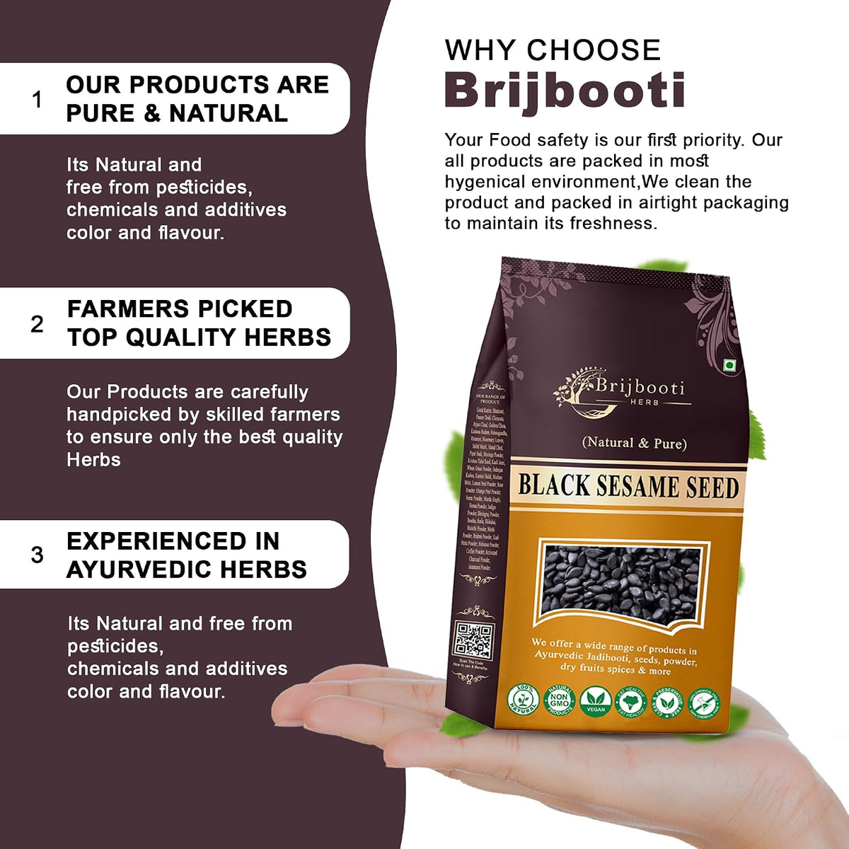 Brijbooti Black Sesame Seeds 400 Gram | Kaale Til | Till Black | kale till seeds for eating