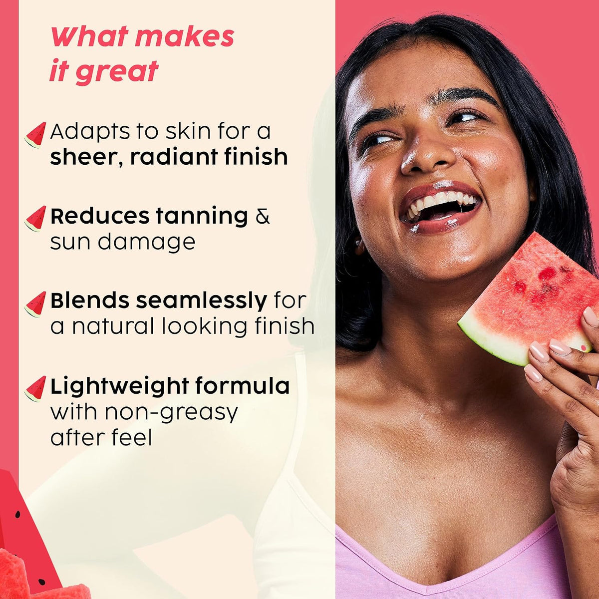 PLIX - THE PLANT FIX Watermelon Tint Twist Color-Adapting Sunscreen | For light coverage & instant glow | SPF 50 PA++++ Medium Sunlit Glow