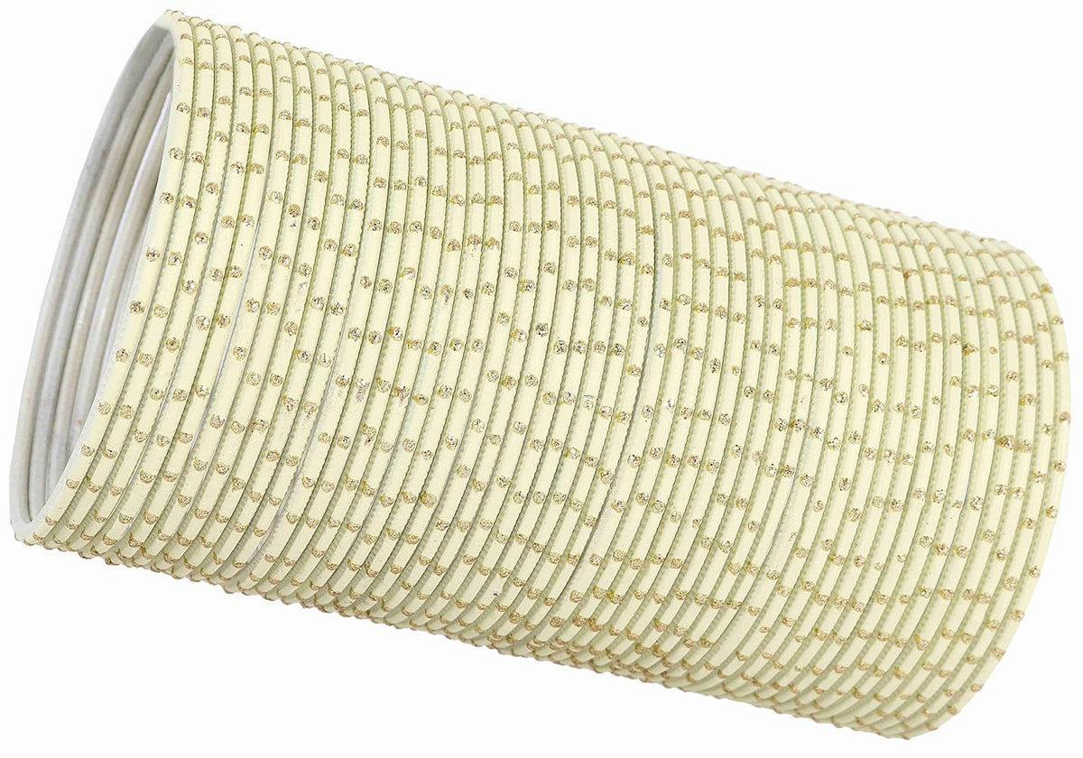 NMII Glossy Metal Bangle Set for Women & Girls on Wedding (Cream-2.4)