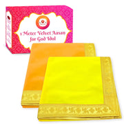 Bhakti Lehar Large Size Velvet Pooja Aasan for God Idol/Chowki Aasan Kapda Mat for Puja Table, Home Mandir and Temple - Pack of 2
