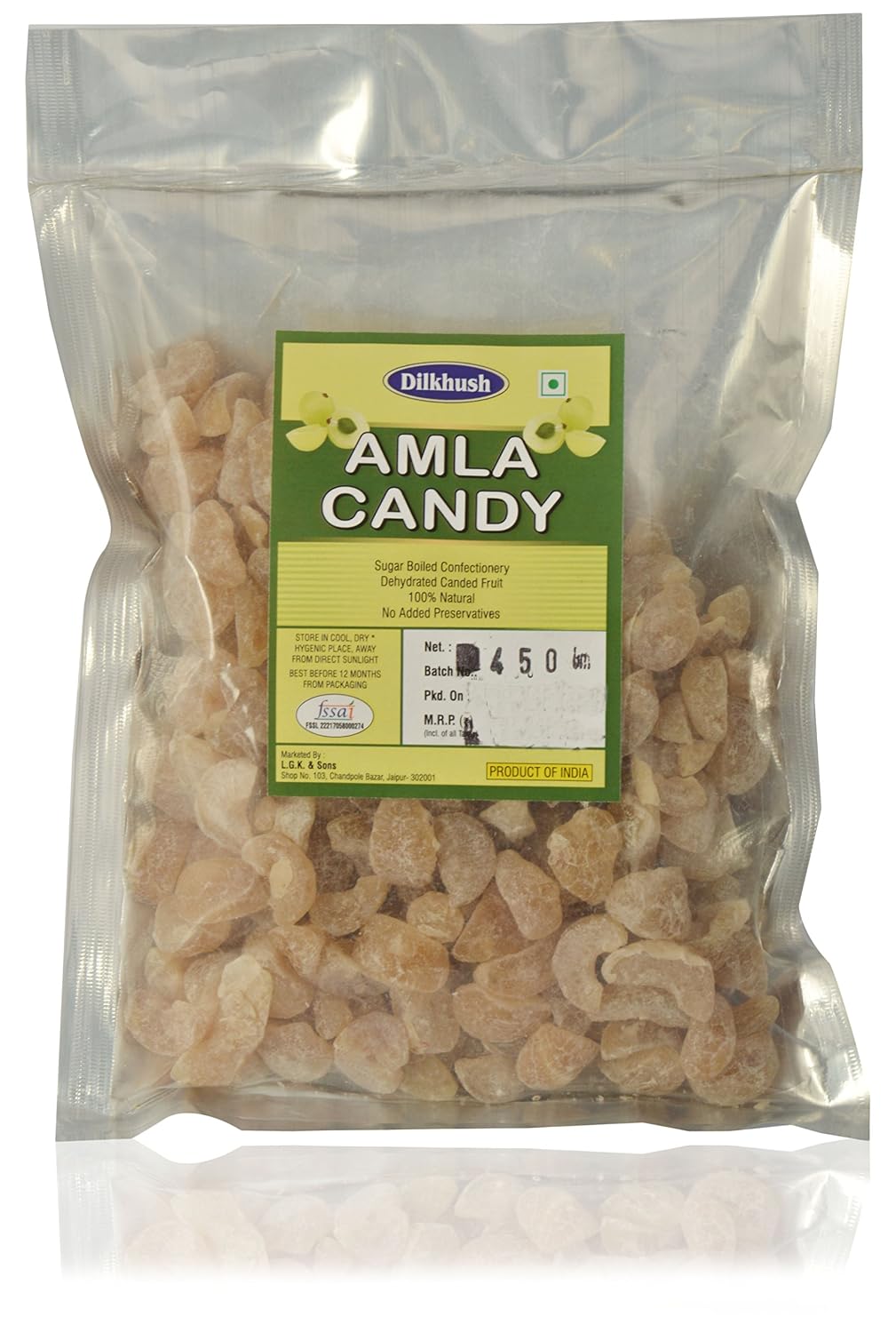 Dilkhush Amla Candy Dried Indian Sweet Gooseberry Amla, 450 g