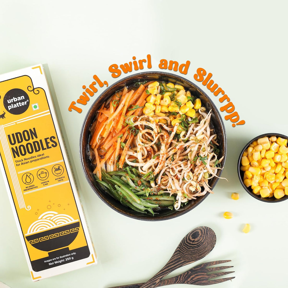 urban platter Udon Noodles, 250G (Thick Wheat Noodles, Ideal For Asian Preparations, No Added Preservatives), Preservative Free, 0.25 Kg