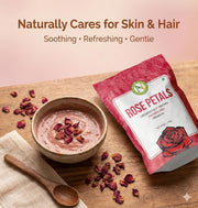 NatureVit Dried Rose Petals 100g | Natural & Edible Rose Petals for Tea, Desserts, Skincare & Decoration | 100% Pure and Fragrant