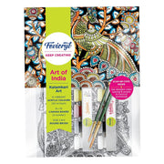 Fevicryl DIY Art of India Kalamkari Art kit | DIY Acrylic Painting Set with Acrylic Paints 12 Shades | Set of 2 Round Brushes | Pre-Designed Canvas 8 x10 | Ideal for Festive Gifting