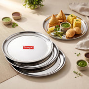 Parage 6 Pieces Stainless Steel Small Plate | Heavy-Gauge Food-Grade, 9 Inch Steel Round Snack Plate for Home & Kitchen | Rust-Proof, Durable, Easy-to-Clean Dessert/Breakfast/Chapati/Serving Plate