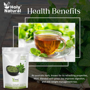 Holy Natural Mint Leaves (Dried) – 100 GM | Pure & Natural Pudina Leaves | Refreshing Herbal Ingredient for Tea, Chutney, Seasoning & Daily Use