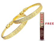 NMII Brass with Gold Plating Bangle Bracelet Set (Pack of 2)