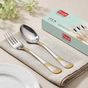 Parage 12 Pieces Stainless Steel Cutlery Set, 16 cm, Premium Cutlery for Home & Kitchen, Luxury Dining Tableware Gift for House Warming, Silver Imperial Design (6 Dinner Spoons & 6 Dinner Forks)