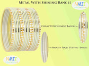 NMII Non-Precious Metal Base Metal With Cutting and Plane Bangles Set For Women and Girls