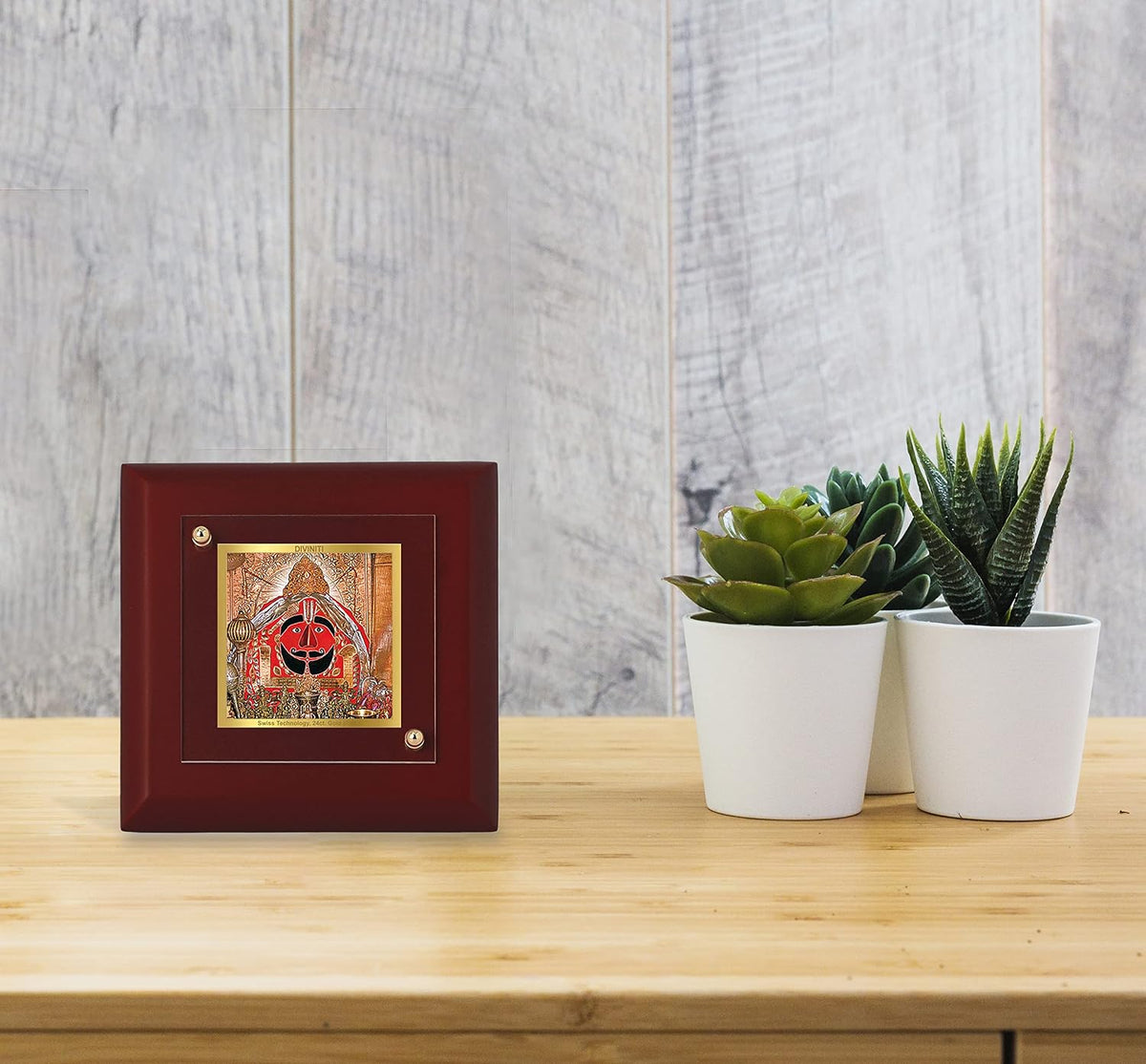 DIVINITI Salasar Balaji 24K Gold Plated MDF Photo Frame|Premium Religious Table Top Frame for Home, Office & Prayer Room|Luxury Spiritual Gift Item for Housewarming, Festive Gifting|10 x 10 CM