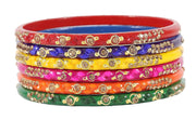 NMII Non-Precious Metal Base Metal with Zircon Gemstone Or Beads Studded worked Glossy Finished Kada Set For Women and Girls