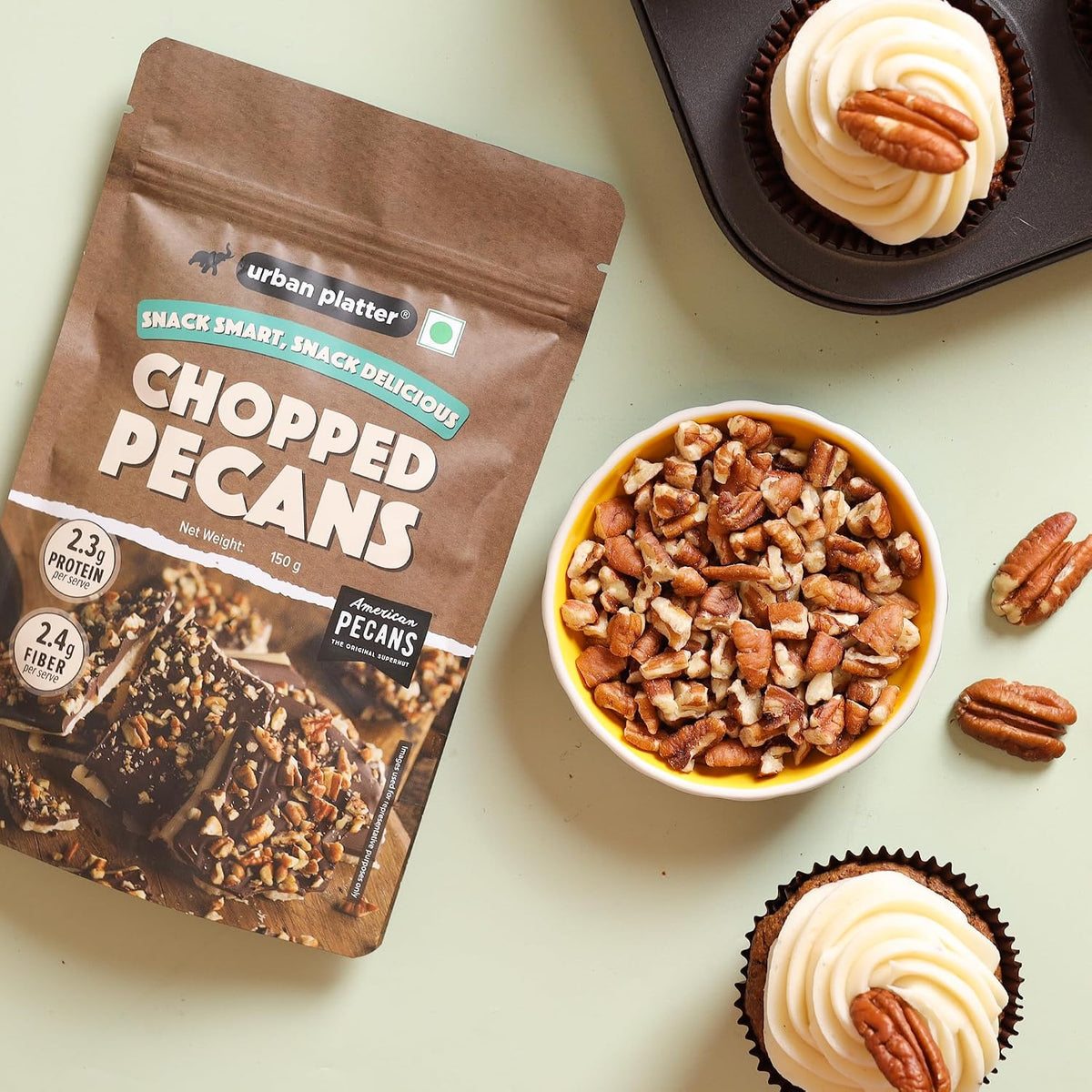 Urban Platter Chopped Pecans, 150g (Imported from the USA | Ideal for Baking, Desserts & Everyday Snacking)