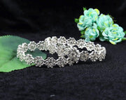NMII Alloy With Zircon Gemstone and Flower Pattern Glossy Finished Kada set for Women and Girls, (Pack of 2 Kada set)