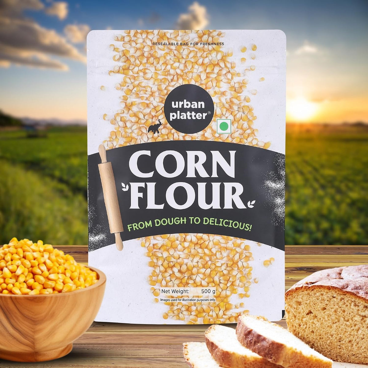 Urban Platter Golden Corn Flour, 500g (Stone-Ground Makka Atta | Naturally Gluten-Free)