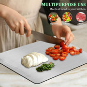 Parage Large Stainless Steel Chopping Board (41 x 31 cm) | Heavy Duty Metal Cutting Board with Anti-Skid Silicone Pads | Durable, Rust-Proof Kitchen Board for Vegetables, Meat & Fruits