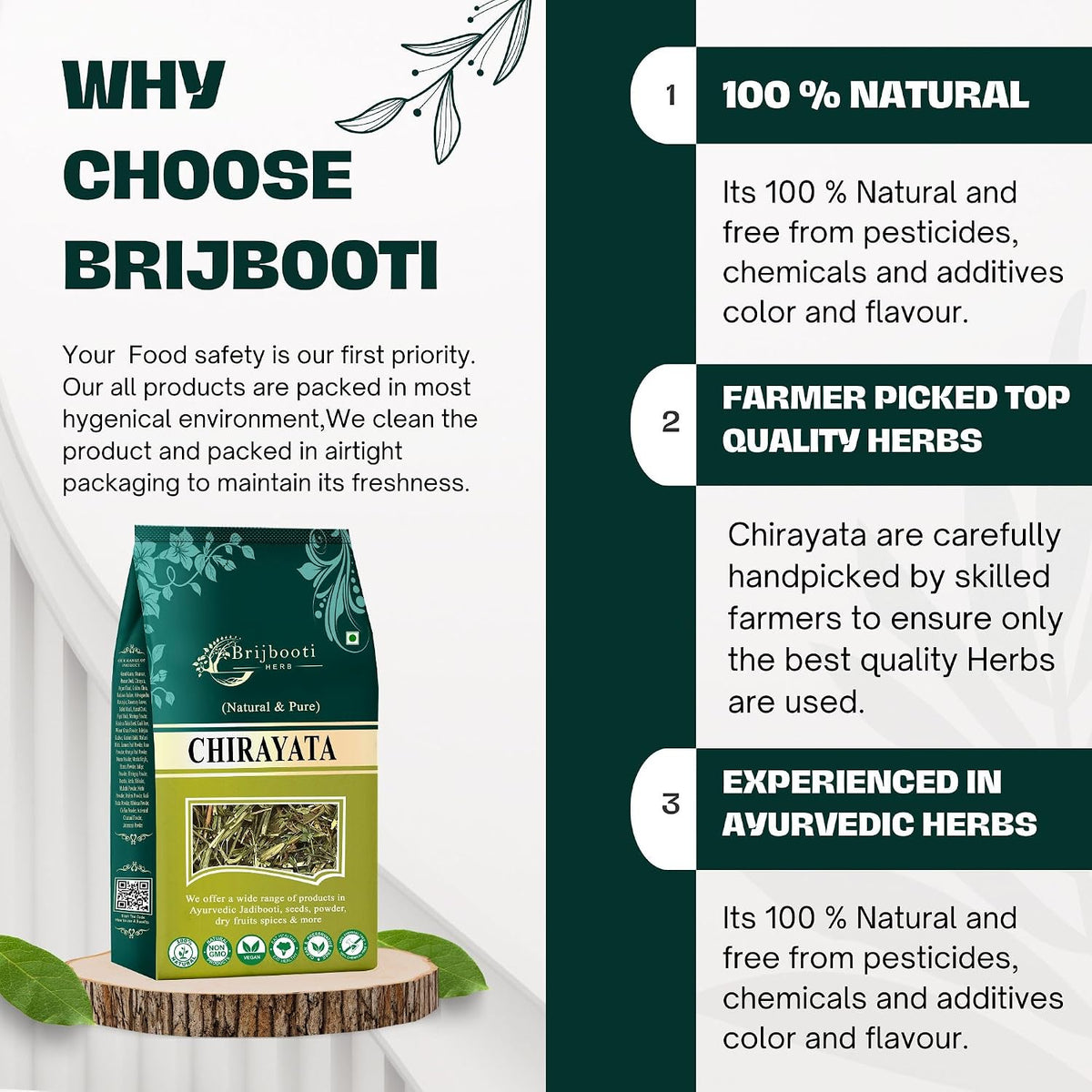 Brijbooti Kirayata Chirata - 200 gram - Chirayata - Kalmegh | Bitter Sticks | Pure & Natural