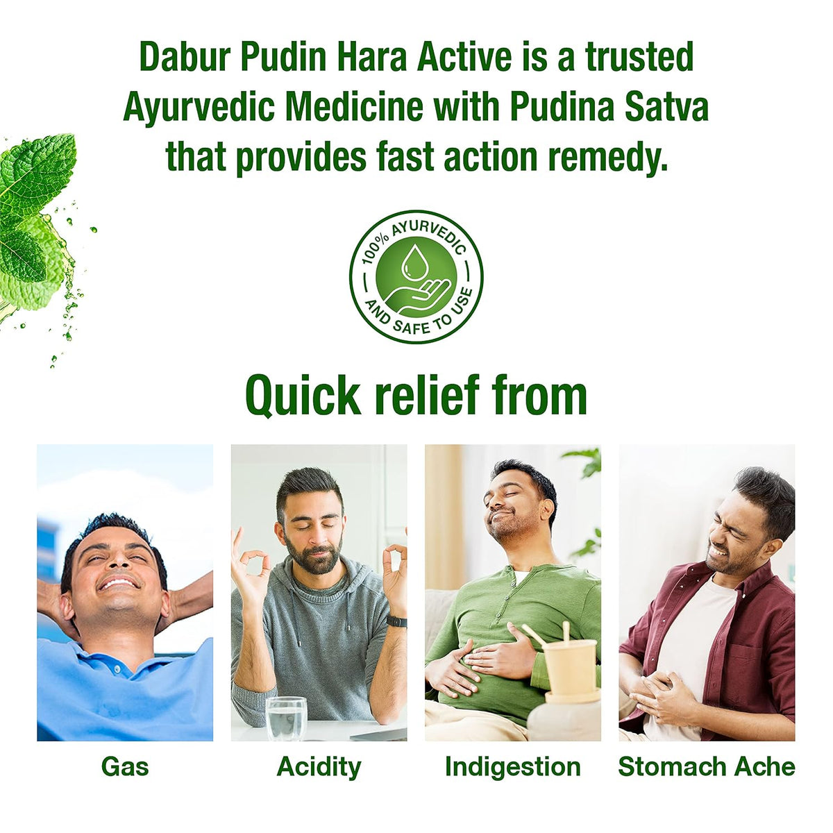 DABUR Pudin Hara Active 30ml (Pack of 4), Green