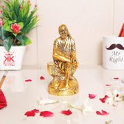 KridayKraft Shirdi Sai Baba Idol Metal Statue Showpiece for Car Dashboard & Home,Office Decorative Saibaba Idol Murti,Religious Gift Article,Showpiece Figurines,Corporate Gift...