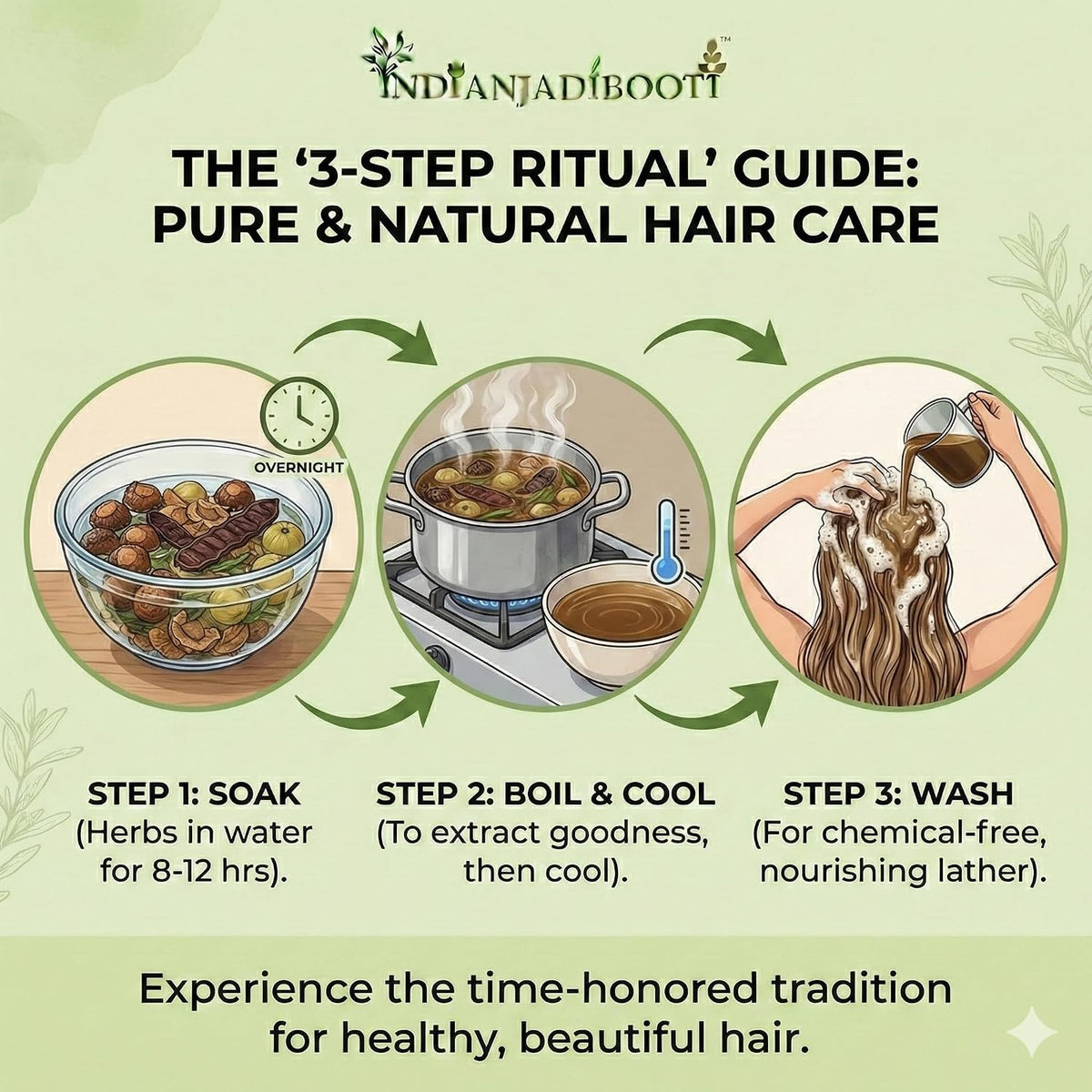 IndianJadiBooti 8-in-1 Herbal Hair Kit | Raw Wash & Mask (450g)