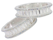 NMII Gold Plated Metal American Diamond & Kundan Bangles Set For Women & Girls | Kada Set For Women | Antique Bangles | Women's Bangles Set For Wedding, Party, Occasion Jewellery- Set of 2