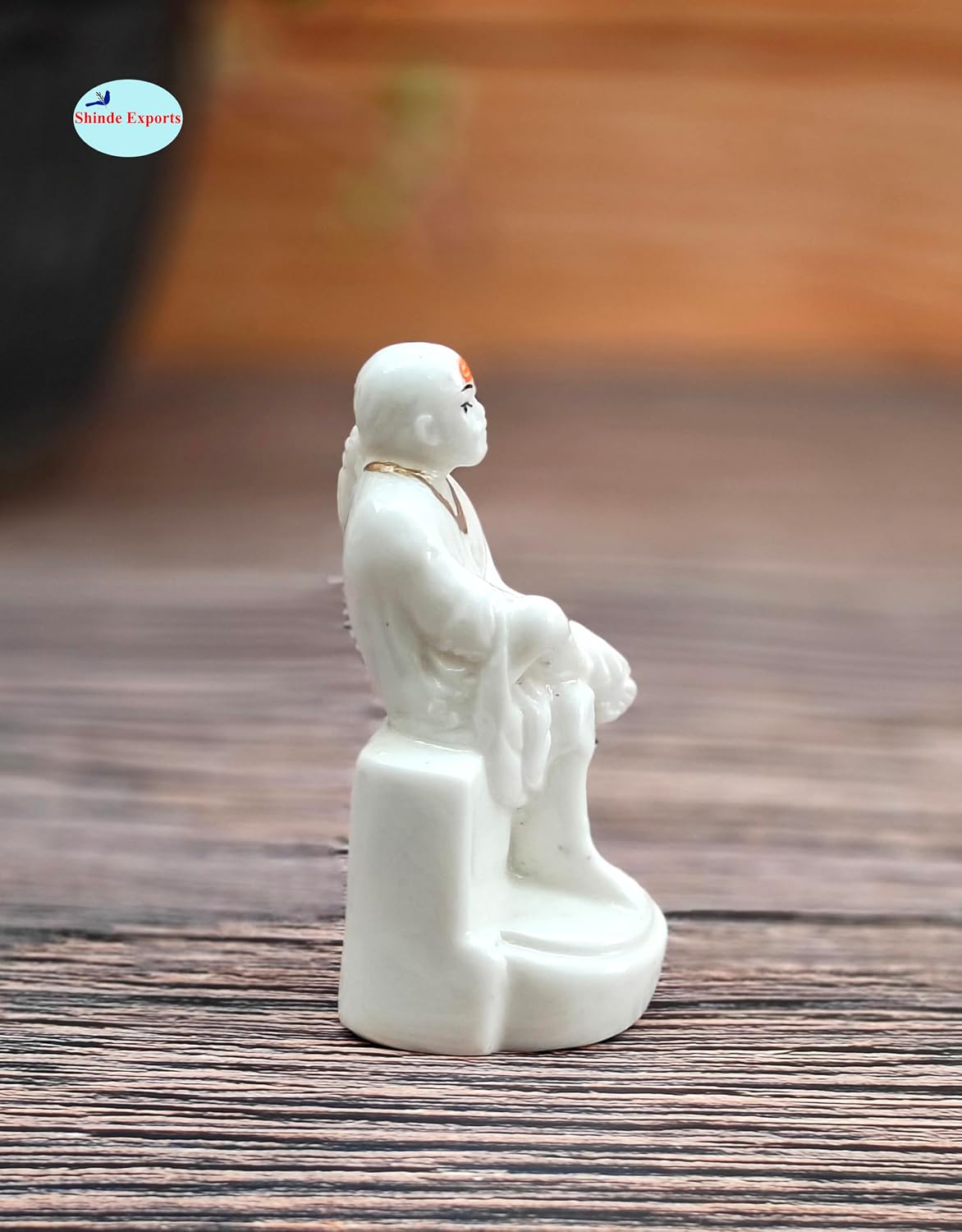 SHINDE EXPORTS shirdi saibaba Marble Idol Statue murti Home Murty for car Dashboard for Pooja Room (9cm)