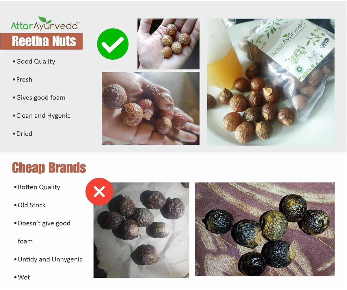 Attar Ayurveda Dried Reetha nuts/whole/Soapnuts for Hair, 100% Natural (Raw form) (250 grams)…