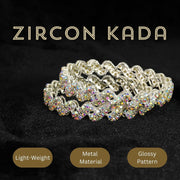NMII Trendy Stylish Alloy Metal with American Diamond Studded Bangles Set For Women & Girls | Zig Zag Design Kada Set | Women's Bangles Bracelet | Trendy Bangles Party, Wedding- Set of 2