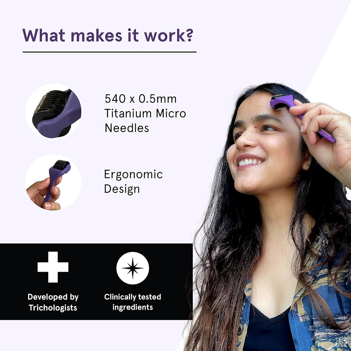Be Bodywise Bodywise Advance Derma Roller for Women | 540 Micro 0.5mm Titanium Alloy Needles | Faster Absorption of Oils & Serums | Reduces Hair Fall & Stimulates Hair Follicles | Safe, Easy & Effective To Use