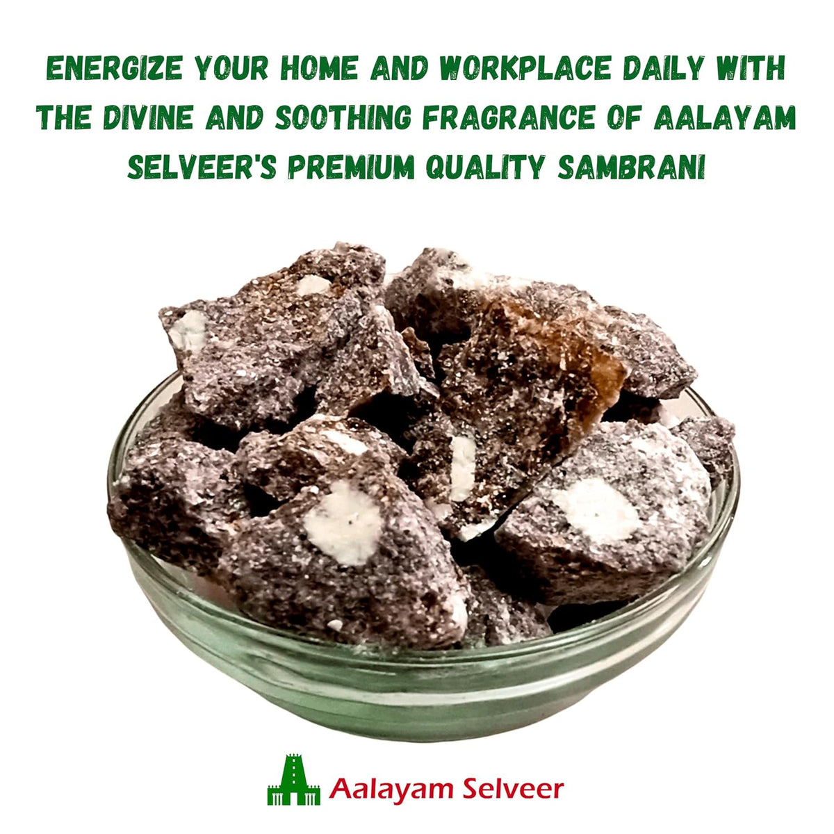 Aalayam Selveer Pure & Natural Fragrance Paal Sambrani | Premium Indian Loban Dhoop | Original Gum Benzoin | Katti Sambrani - 200g