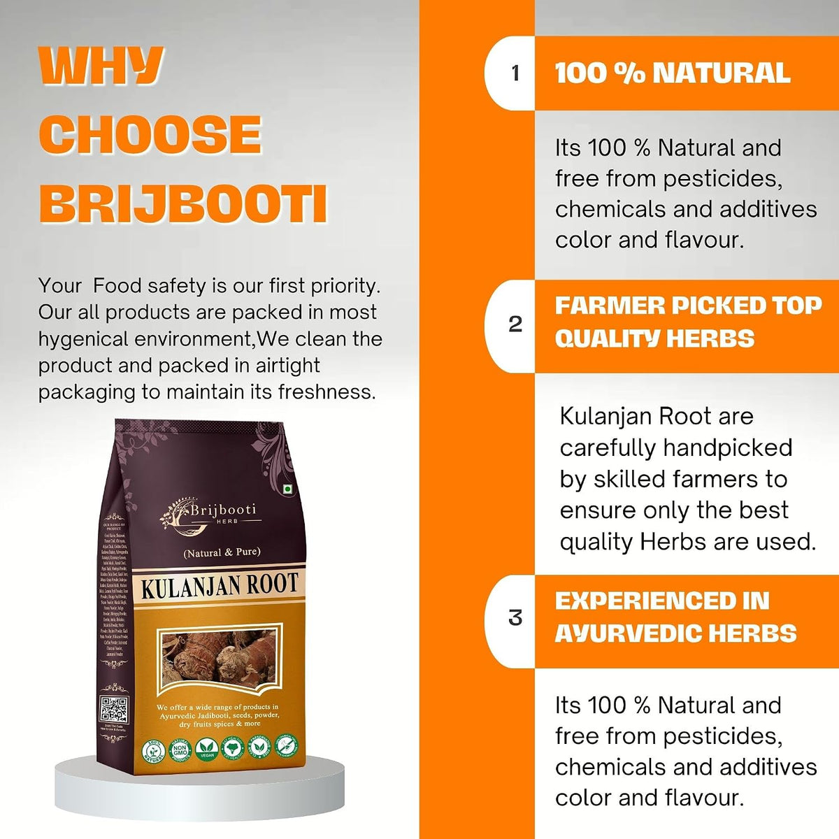 BrijBooti Kulanjan Root 400 Gr - Paan Jadd - Kulinjan - Alpinia Galanga Wild - Siamese Ginger - Thai Ginger