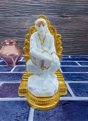 SHINDE EXPORTS Big Size White shirdi saibaba Marble Idol for Pooja Room Statue murti Home Murty (20 cm)